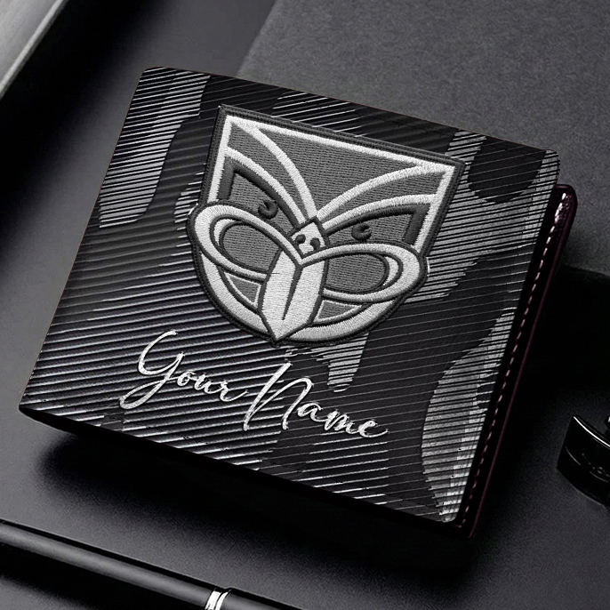 Auspiritmerch New Zealand Warriors Personalized Leather Wallet Gift For Fans