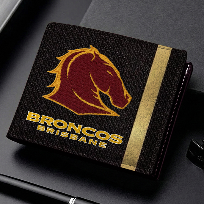 Auspiritmerch Brisbane Broncos Personalized Leather Wallet Gift For Fans