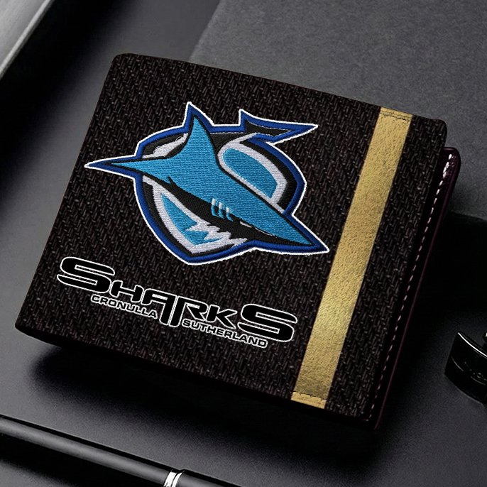 Auspiritmerch Cronulla-Sutherland Sharks Personalized Leather Wallet Gift For Fans