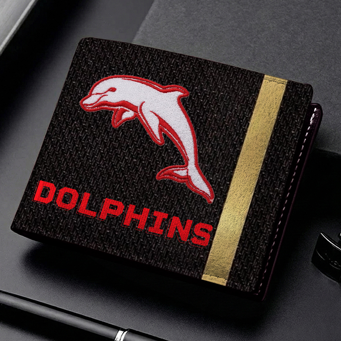 Auspiritmerch Dolphins Personalized Leather Wallet Gift For Fans