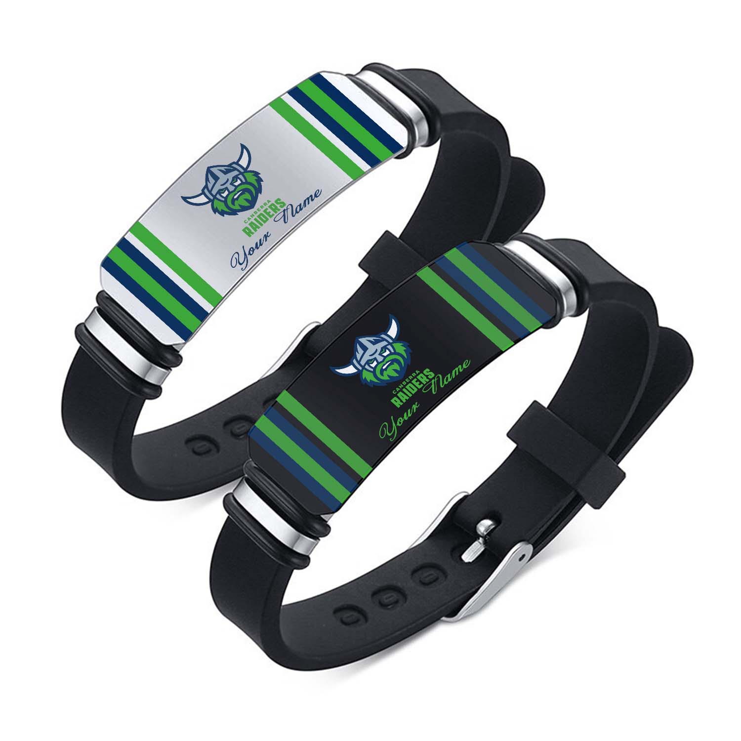 Auspiritmerch Canberra Raiders Personalized Steel Silicone Bracelet Gift For Fans