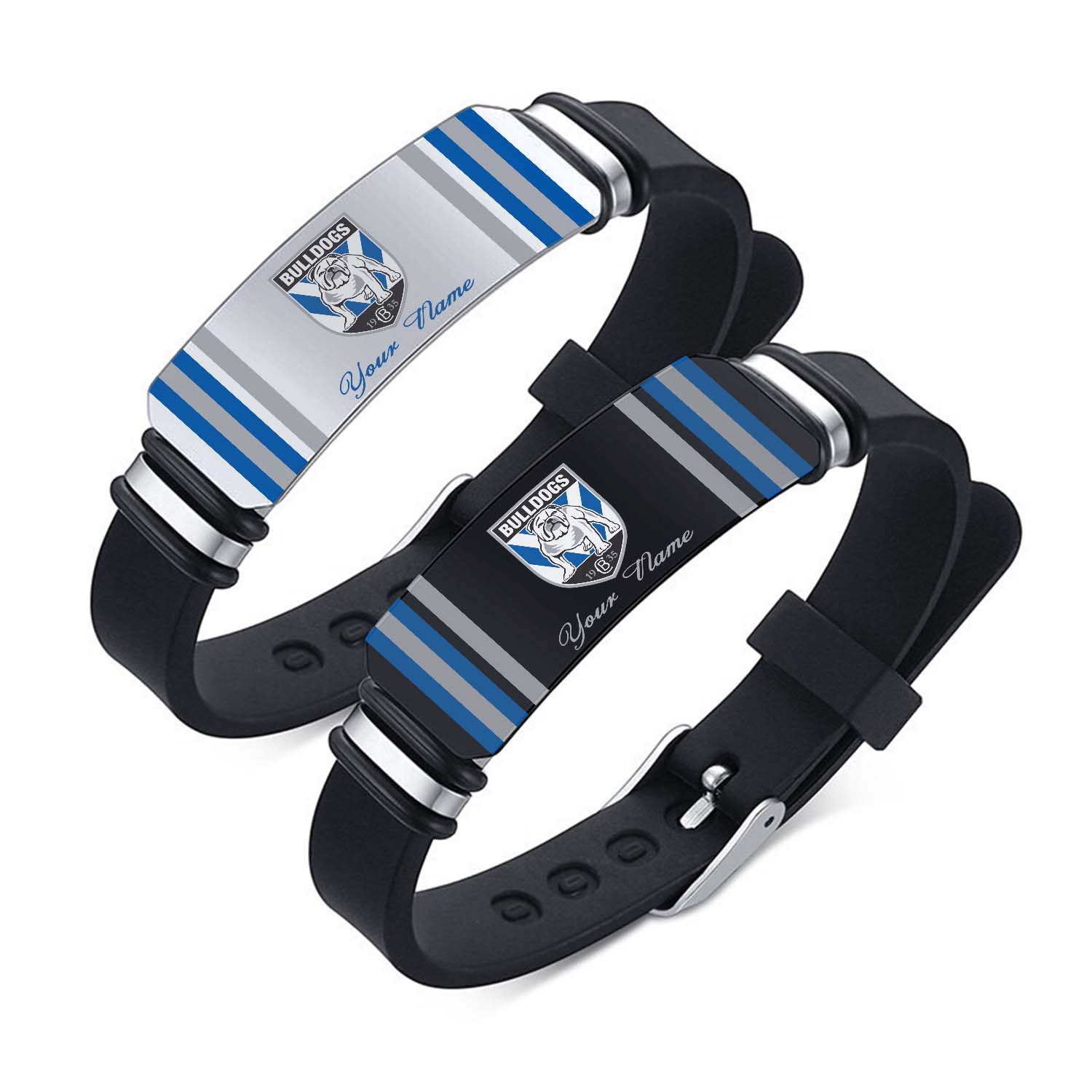 Auspiritmerch Canterbury-Bankstown Bulldogs Personalized Steel Silicone Bracelet Gift For Fans