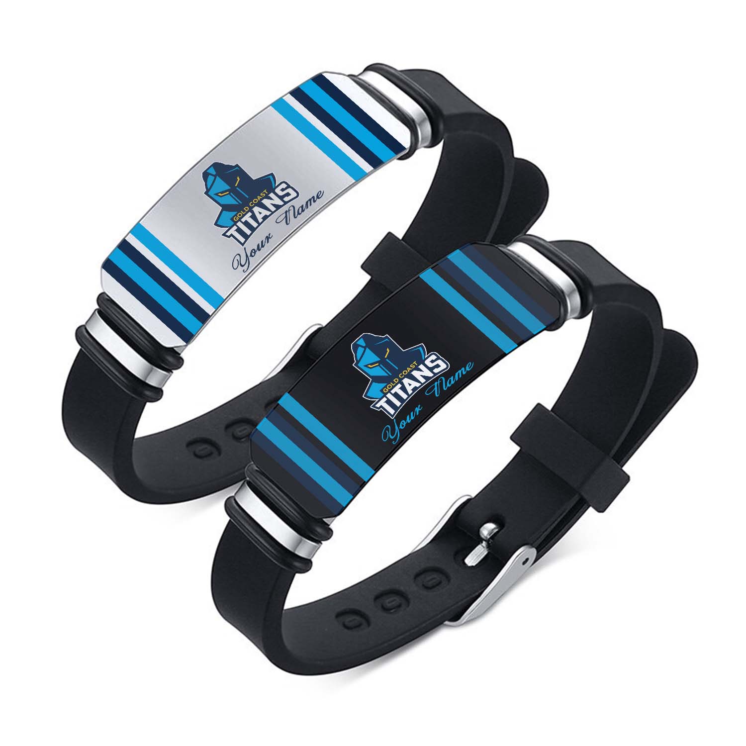 Auspiritmerch Gold Coast Titans Personalized Steel Silicone Bracelet Gift For Fans