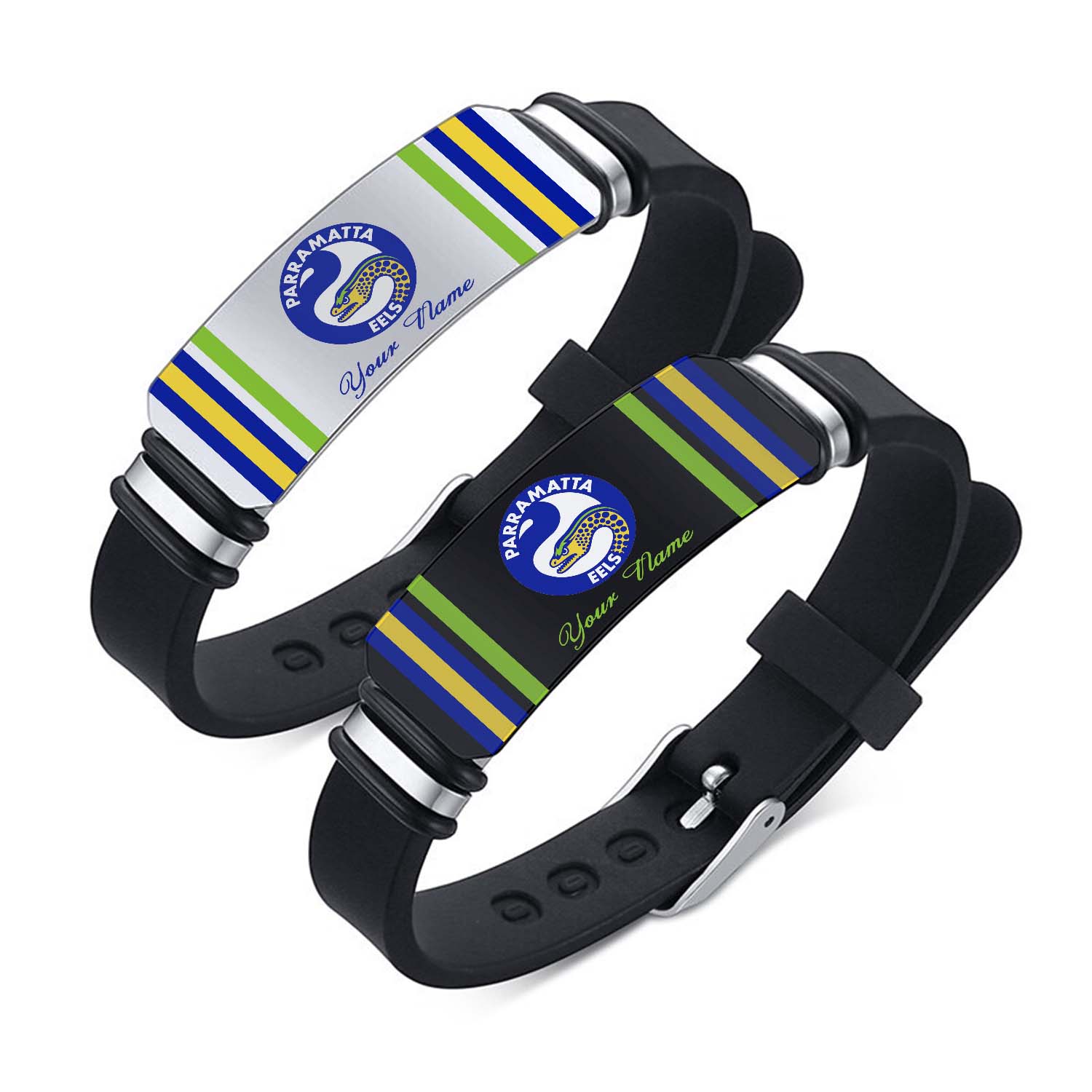 Auspiritmerch Parramatta Eels Personalized Steel Silicone Bracelet Gift For Fans