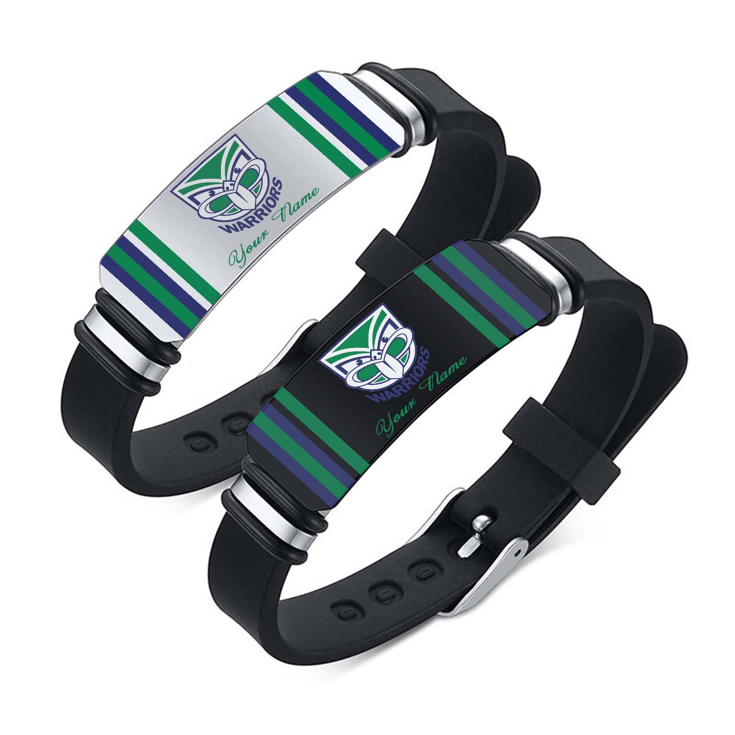 Auspiritmerch New Zealand Warriors Personalized Steel Silicone Bracelet Gift For Fans