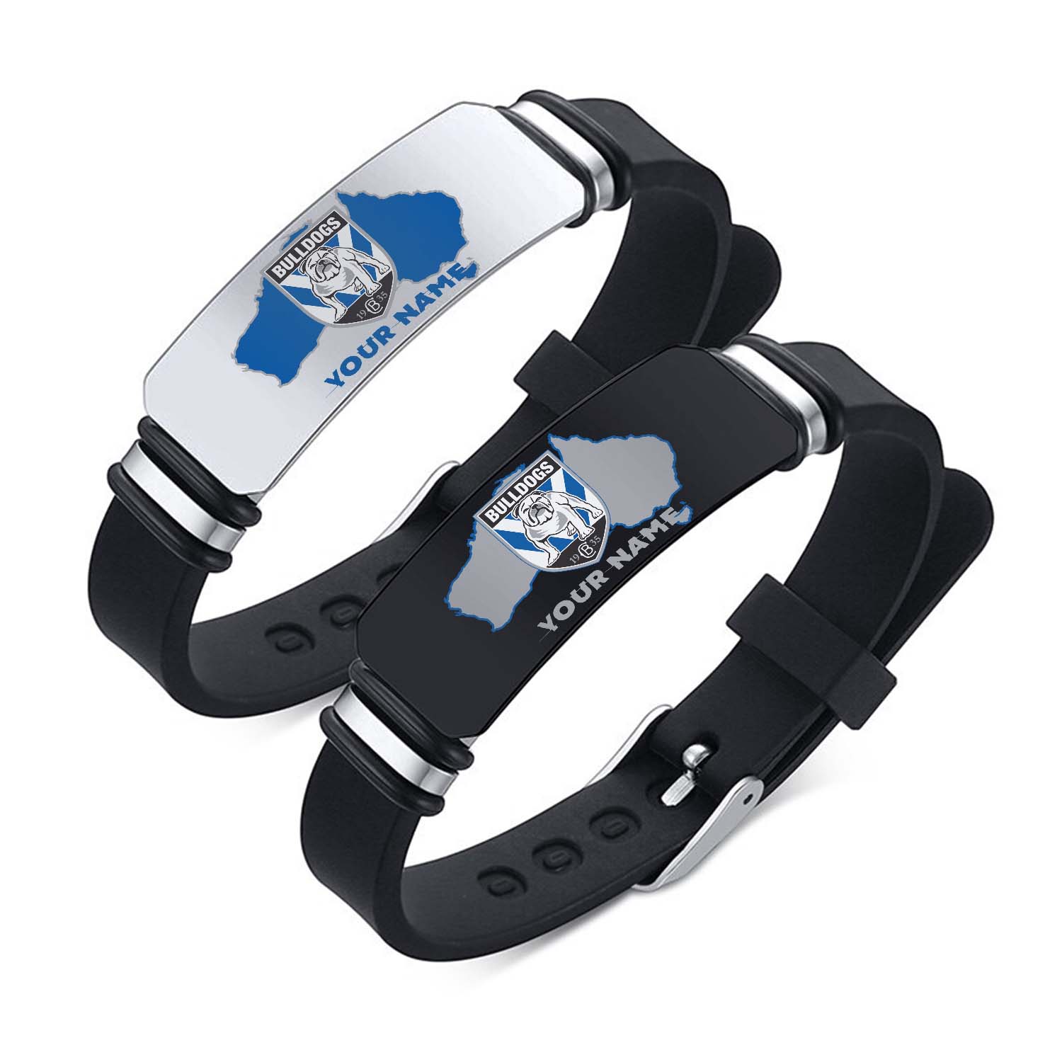 Auspiritmerch Canterbury-Bankstown Bulldogs Personalized Steel Silicone Bracelet Gift For Fans