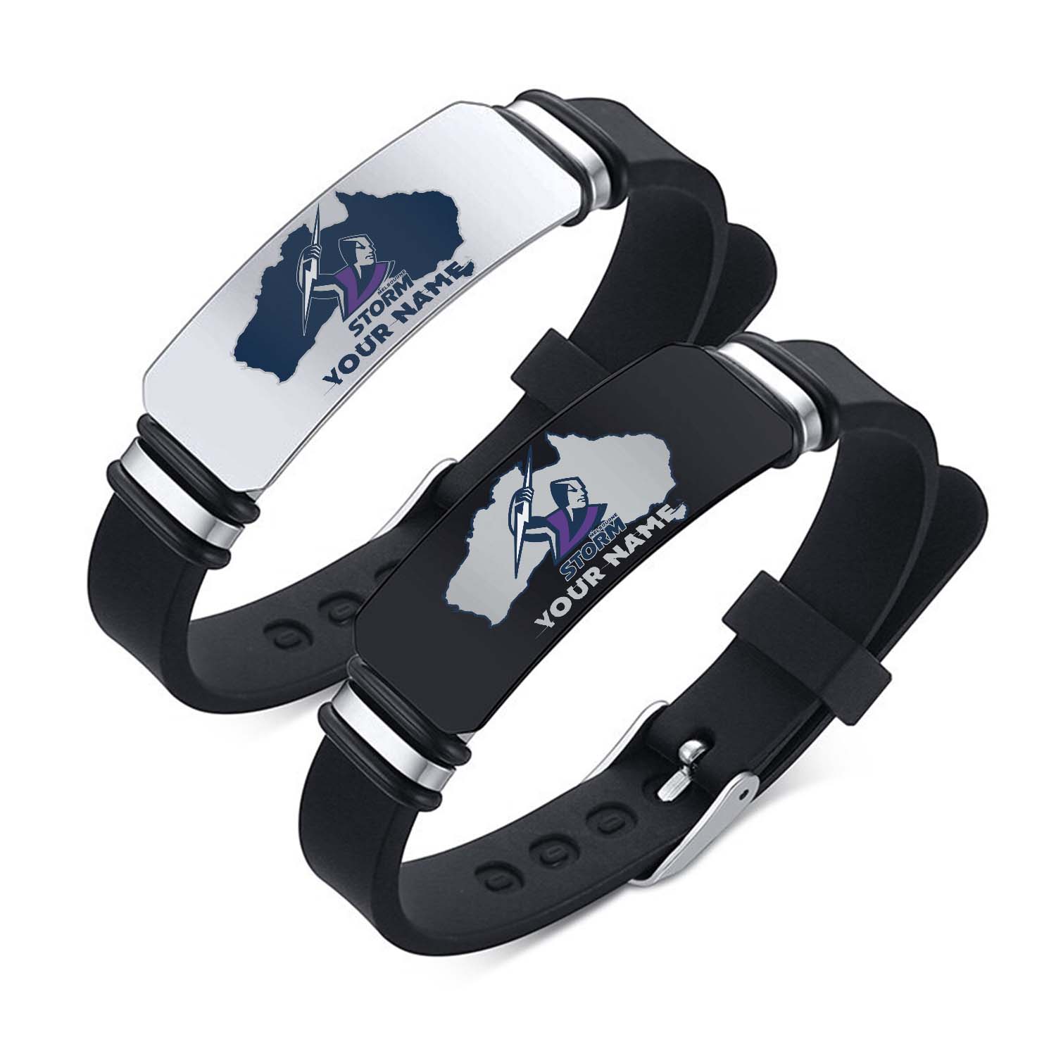 Auspiritmerch Melbourne Storm Personalized Steel Silicone Bracelet Gift For Fans