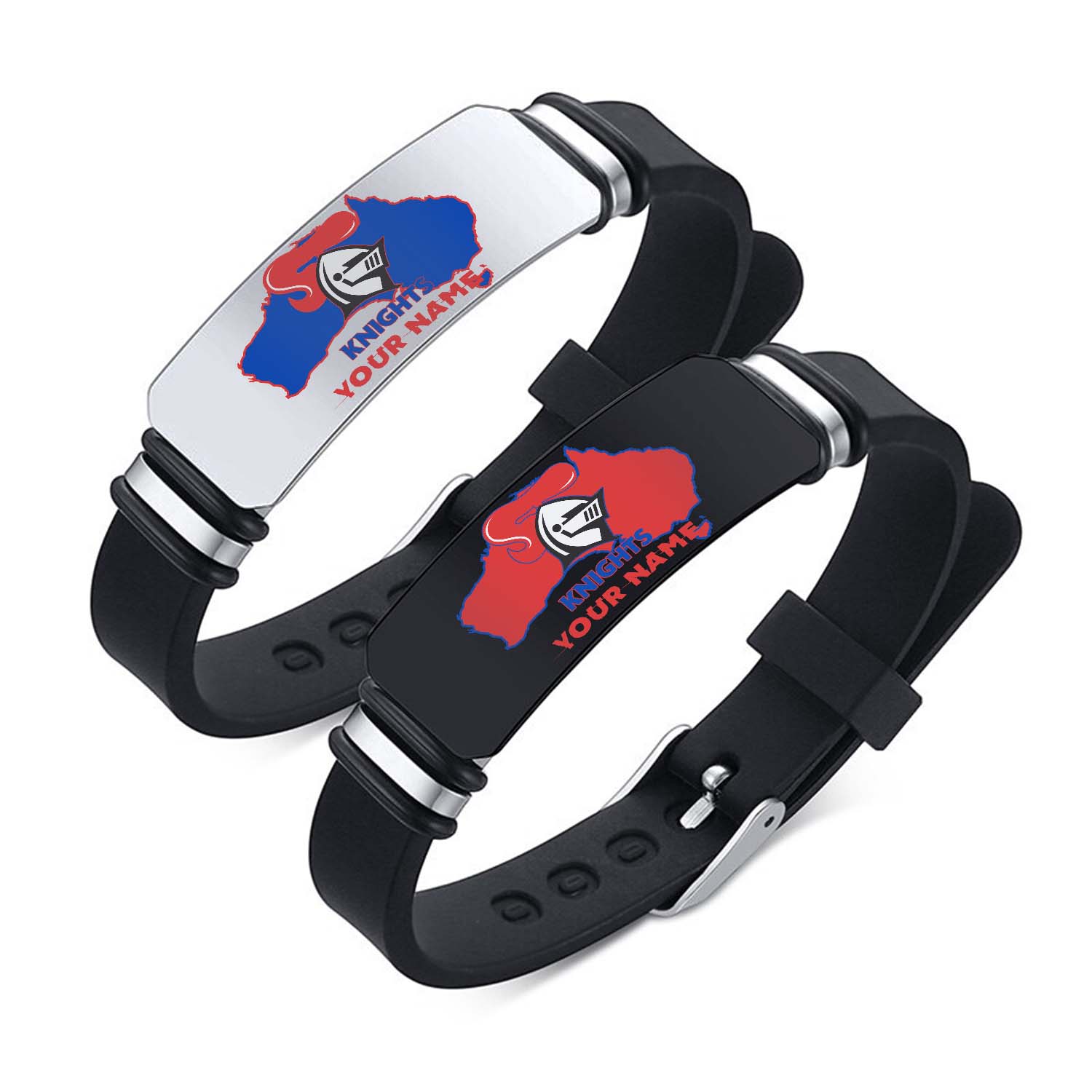 Auspiritmerch Newcastle Knights Personalized Steel Silicone Bracelet Gift For Fans