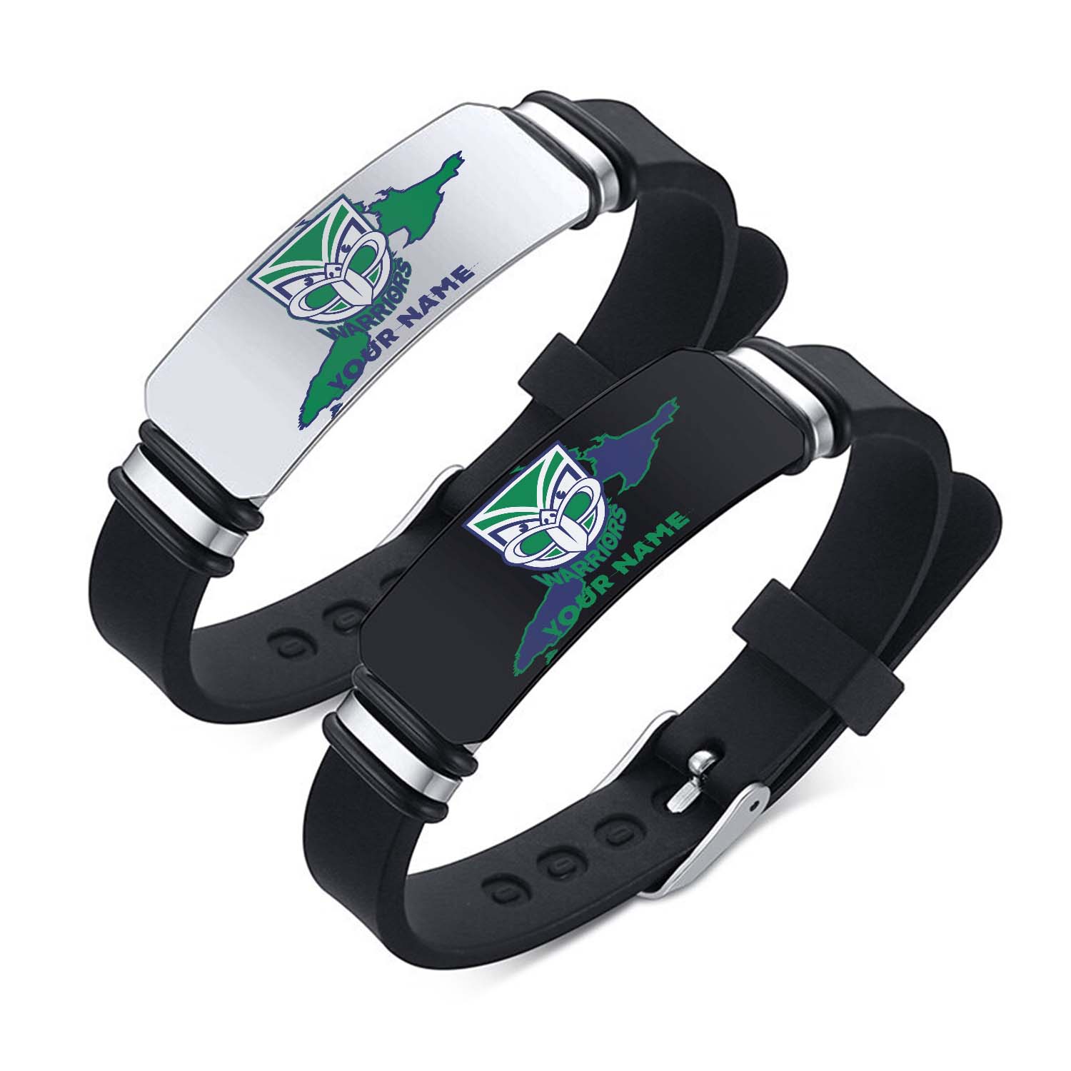 Auspiritmerch New Zealand Warriors Personalized Steel Silicone Bracelet Gift For Fans
