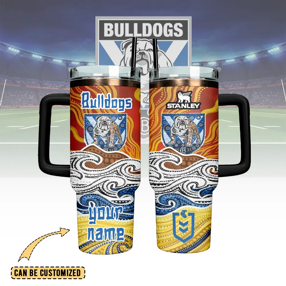 Auspiritmerch Canterbury-Bankstown Bulldogs Custom Stanley Quencher 40oz Stainless Steel Tumbler With Handle