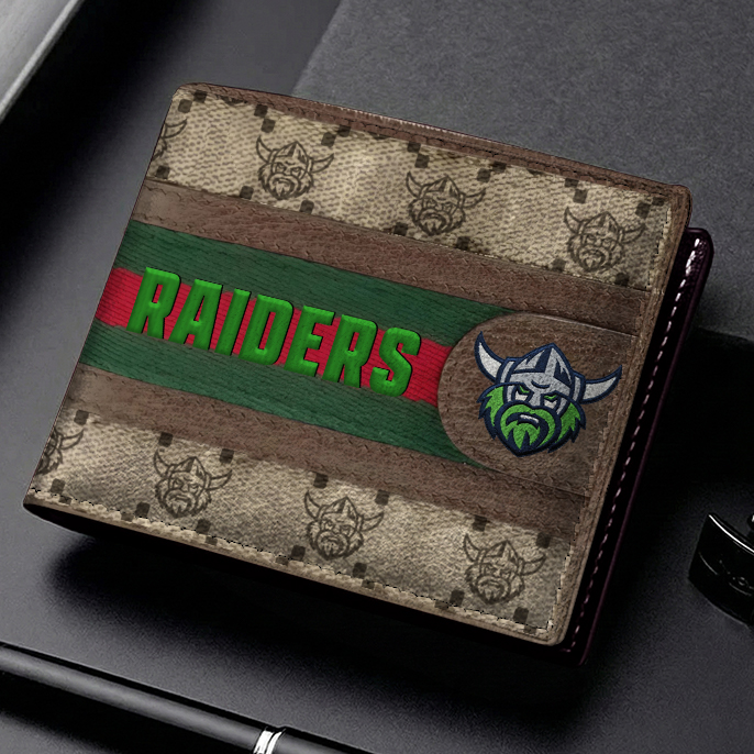 Auspiritmerch Canberra Raiders Personalized Leather Wallet Gift For Fans