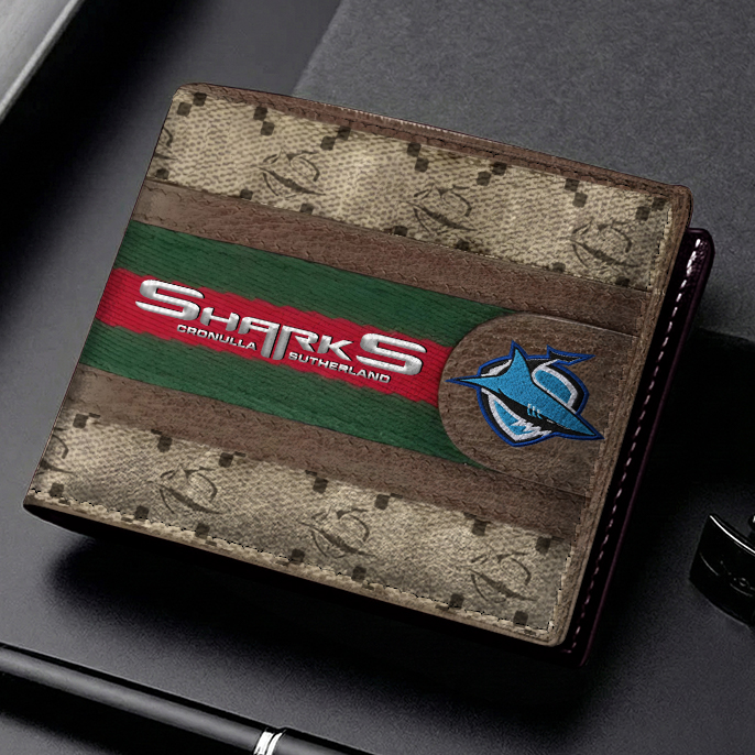 Auspiritmerch Cronulla-Sutherland Sharks Personalized Leather Wallet Gift For Fans
