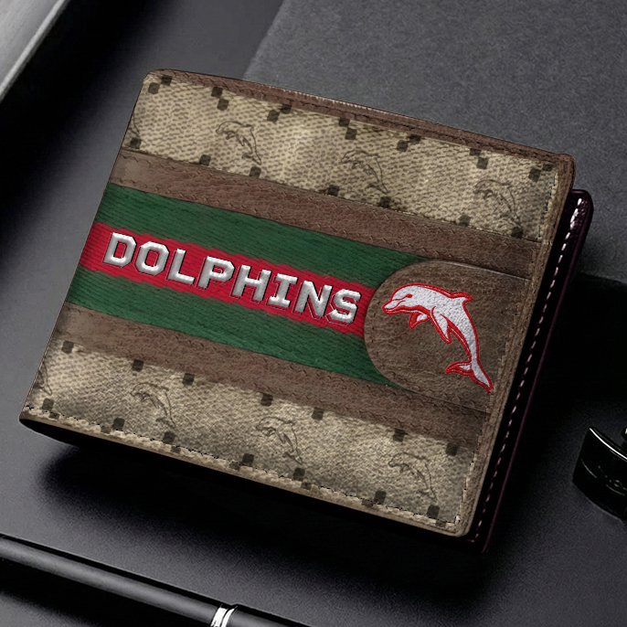 Auspiritmerch Dolphins Personalized Leather Wallet Gift For Fans
