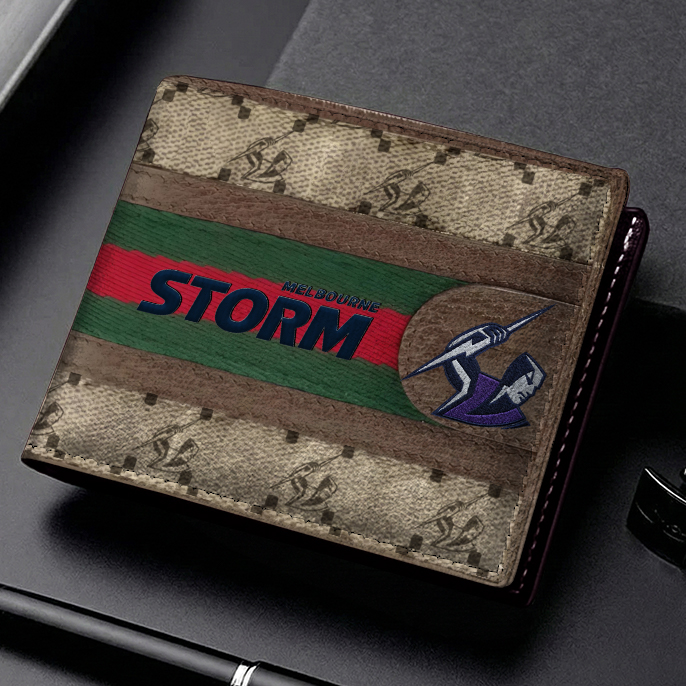 Auspiritmerch Melbourne Storm Personalized Leather Wallet Gift For Fans