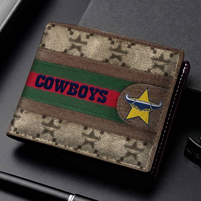 Auspiritmerch North Queensland Cowboys Personalized Leather Wallet Gift For Fans