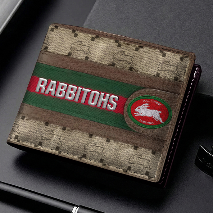 Auspiritmerch South Sydney Rabbitohs Personalized Leather Wallet Gift For Fans