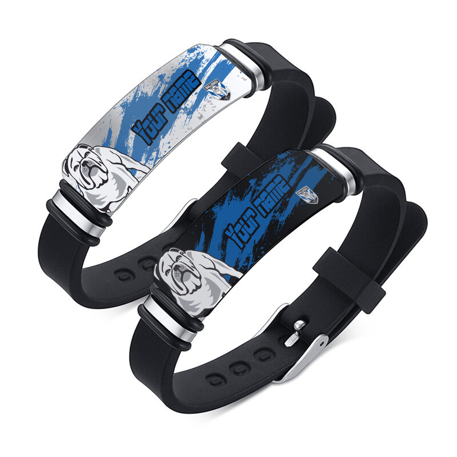 Auspiritmerch Canterbury-Bankstown Bulldogs Personalized Steel Silicone Bracelet Gift For Fans