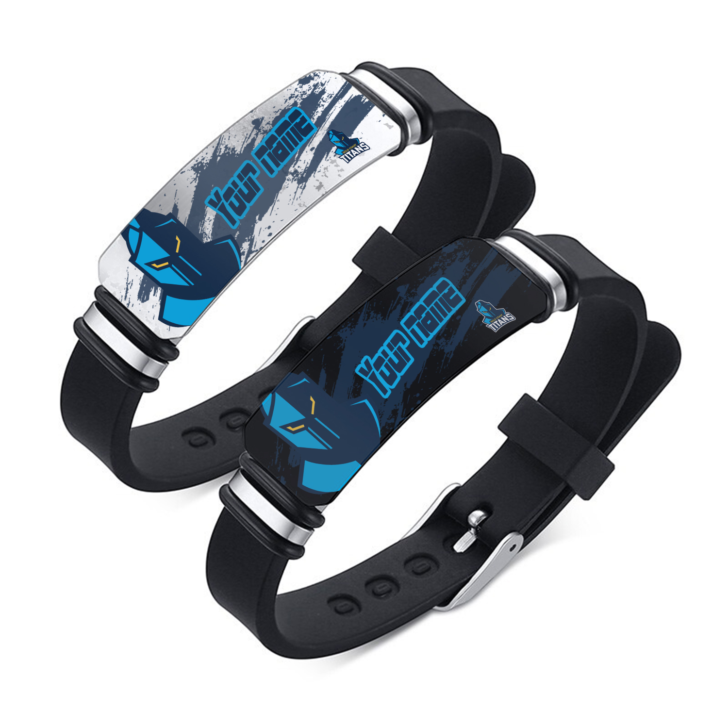 Auspiritmerch Gold Coast Titans Personalized Steel Silicone Bracelet Gift For Fans