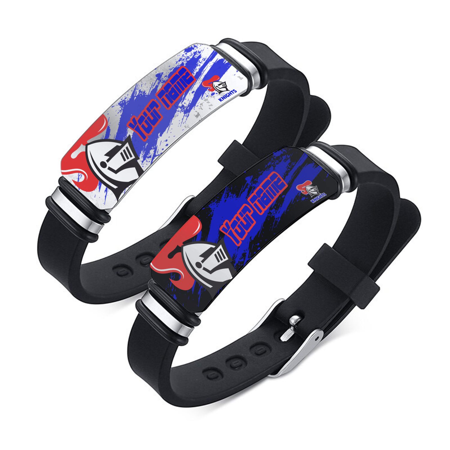 Auspiritmerch Newcastle Knights Personalized Steel Silicone Bracelet Gift For Fans
