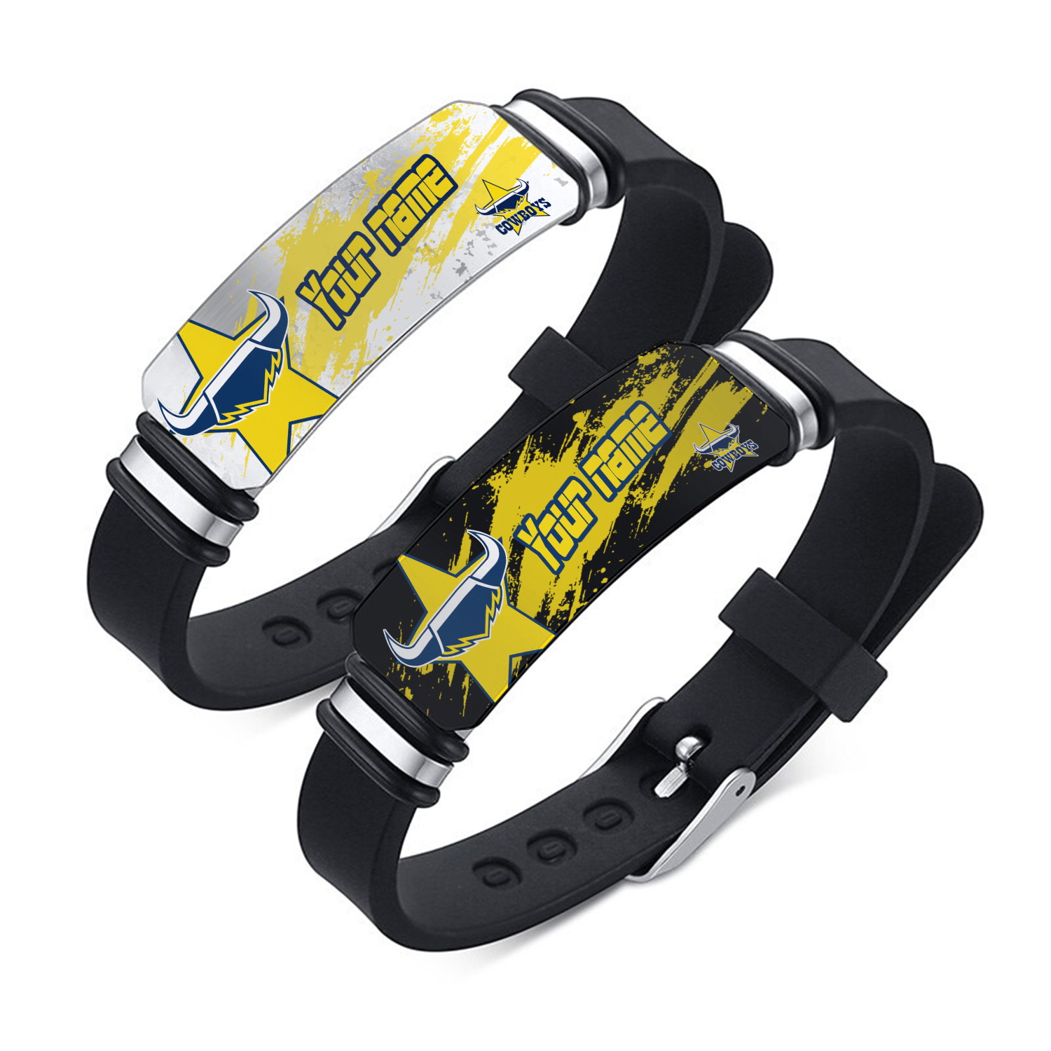 Auspiritmerch North Queensland Cowboys Personalized Steel Silicone Bracelet Gift For Fans