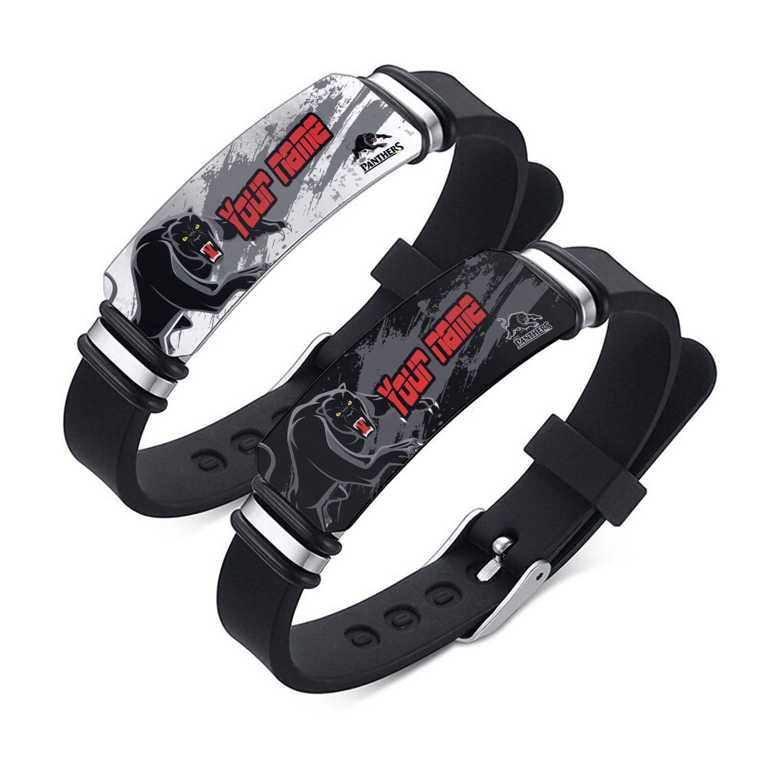 Auspiritmerch Penrith Panthers Personalized Steel Silicone Bracelet Gift For Fans