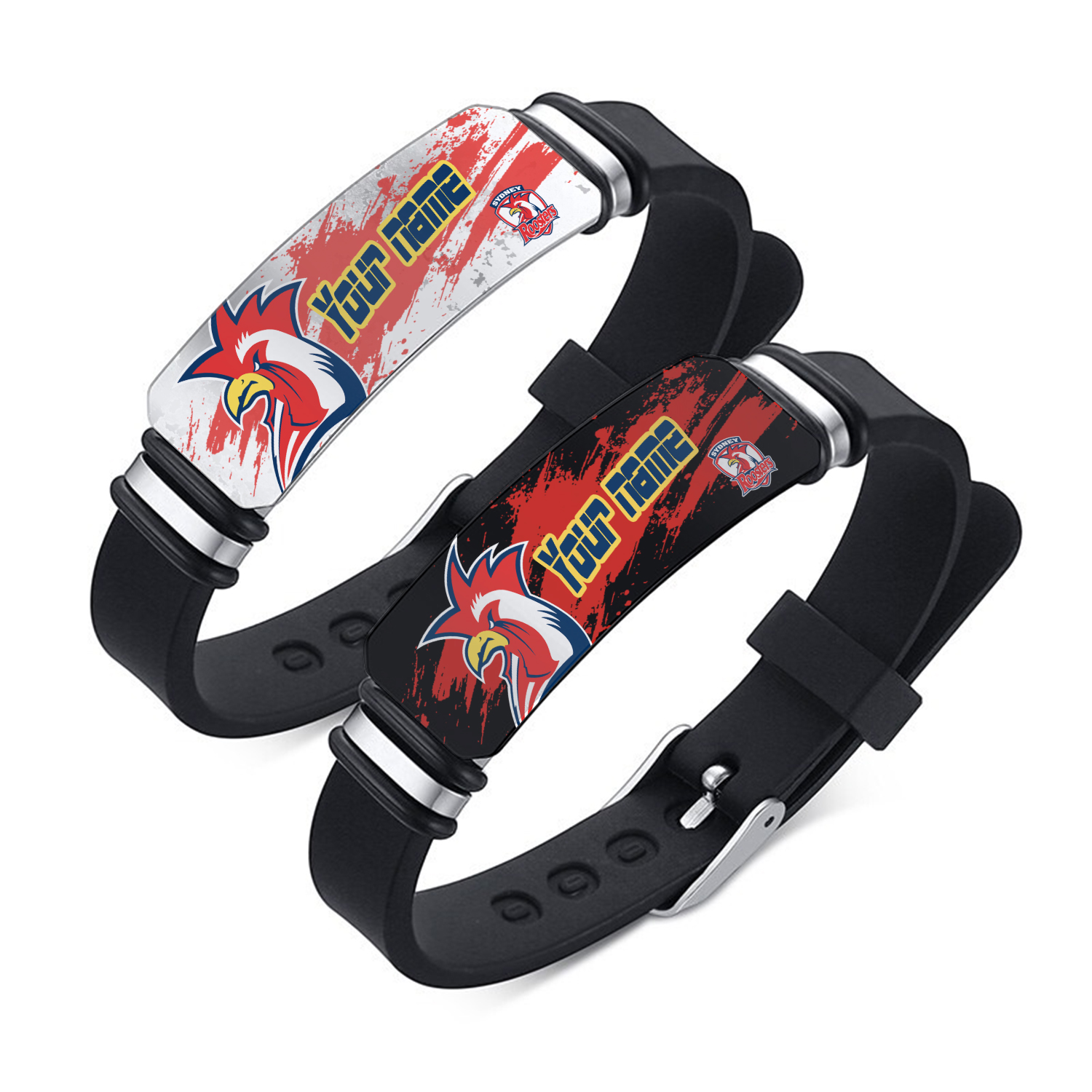 Auspiritmerch Sydney Roosters Personalized Steel Silicone Bracelet Gift For Fans