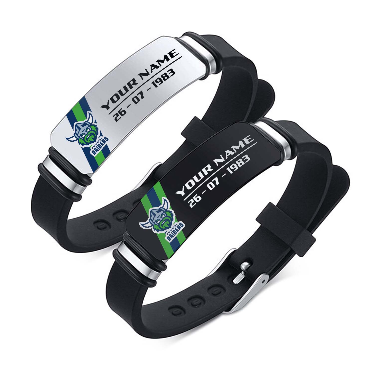 Auspiritmerch Canberra Raiders Personalized Steel Silicone Bracelet Gift For Fans