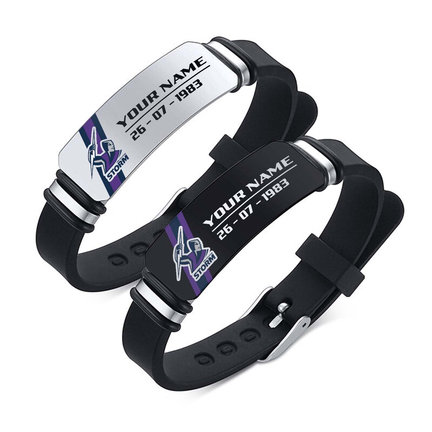 Auspiritmerch Melbourne Storm Personalized Steel Silicone Bracelet Gift For Fans