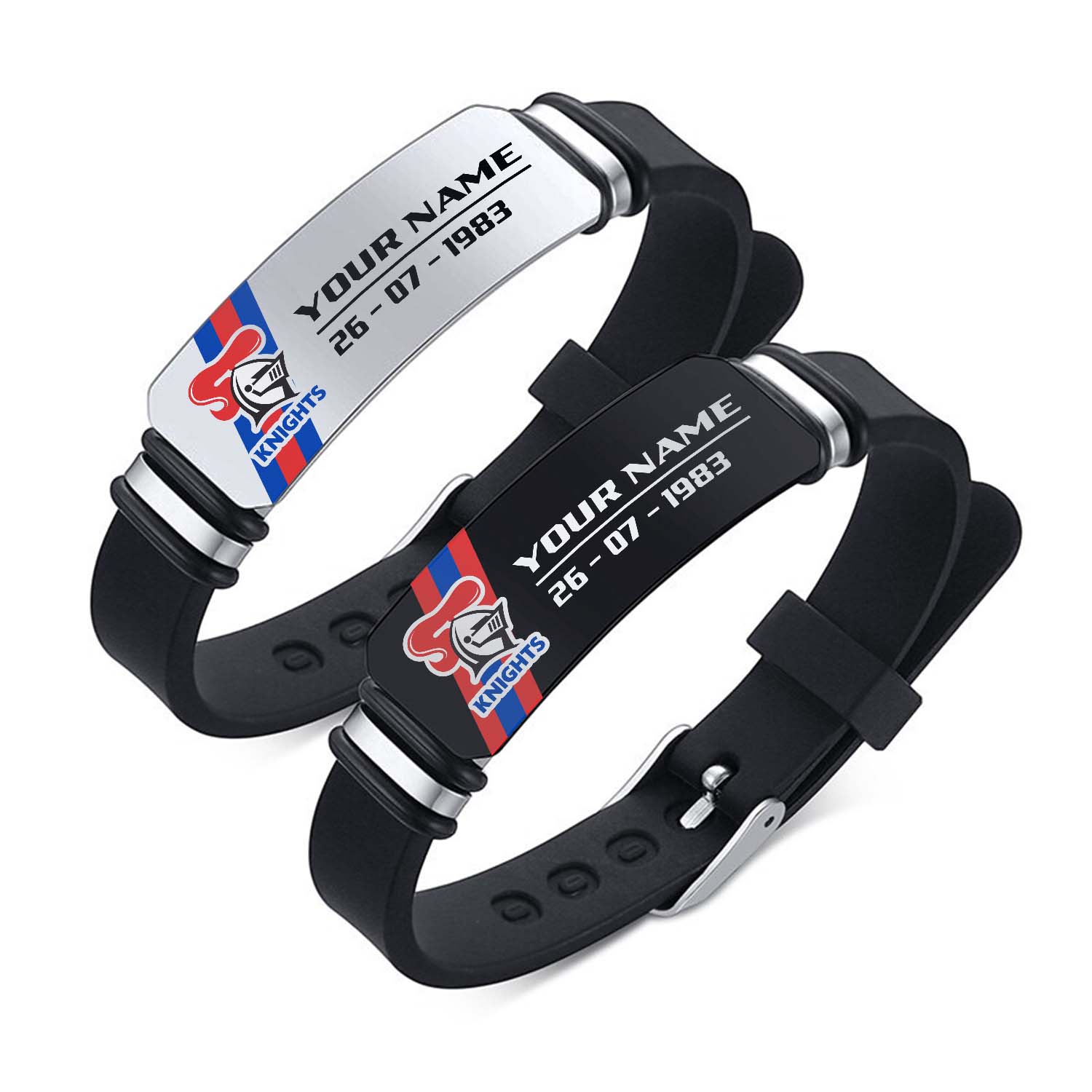 Auspiritmerch Newcastle Knights Personalized Steel Silicone Bracelet Gift For Fans