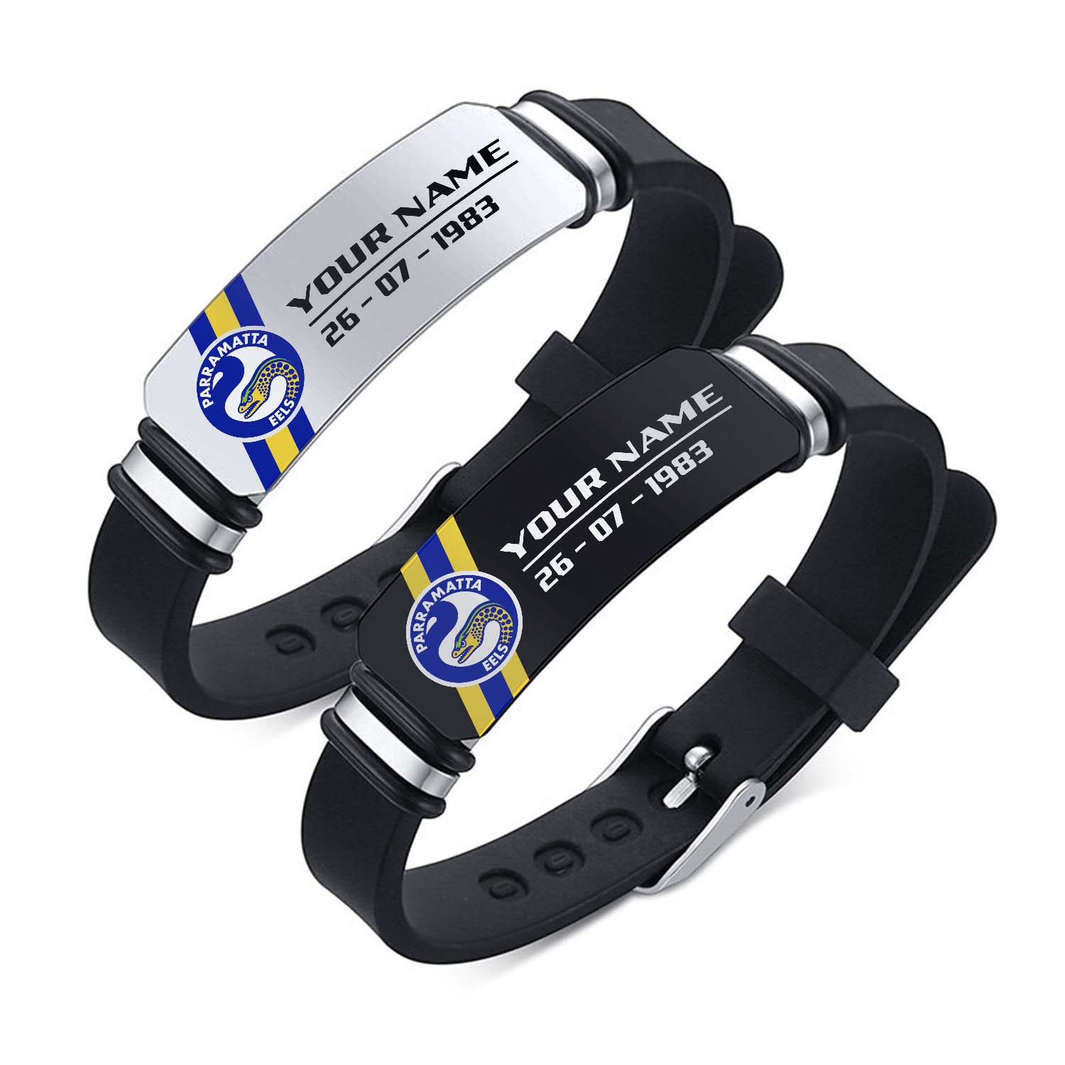 Auspiritmerch Parramatta Eels Personalized Steel Silicone Bracelet Gift For Fans