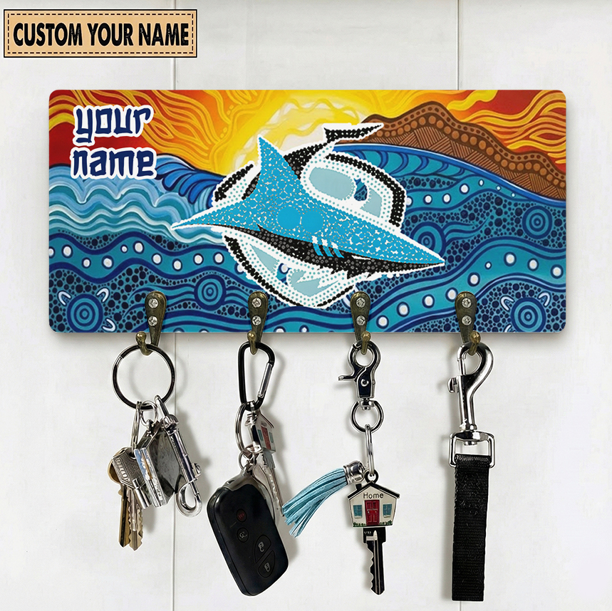 Auspiritmerch Cronulla-Sutherland Sharks Personalized Key Holder Gifts For Fans