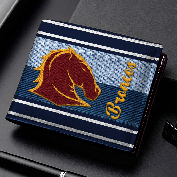Auspiritmerch Brisbane Broncos Personalized Leather Wallet Gift For Fans