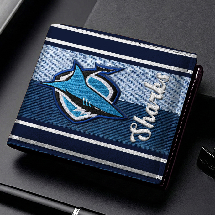 Auspiritmerch Cronulla-Sutherland Sharks Personalized Leather Wallet Gift For Fans