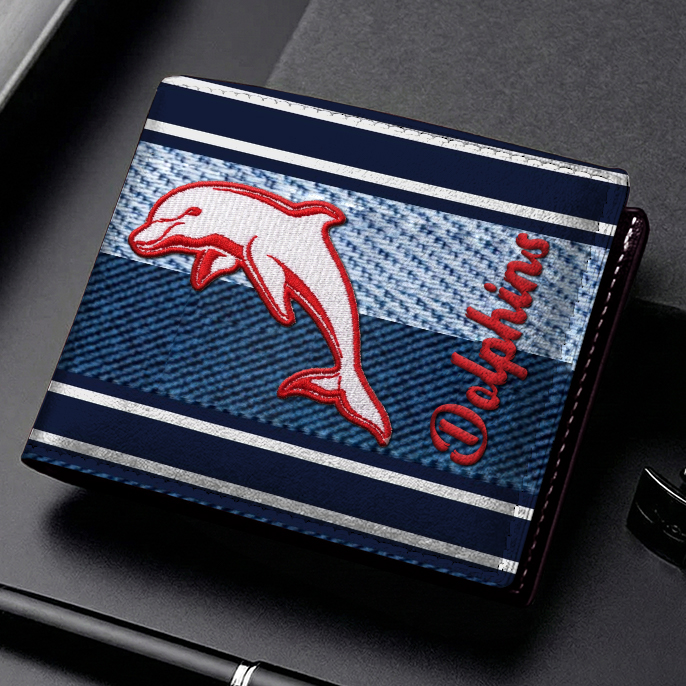 Auspiritmerch Dolphins Personalized Leather Wallet Gift For Fans