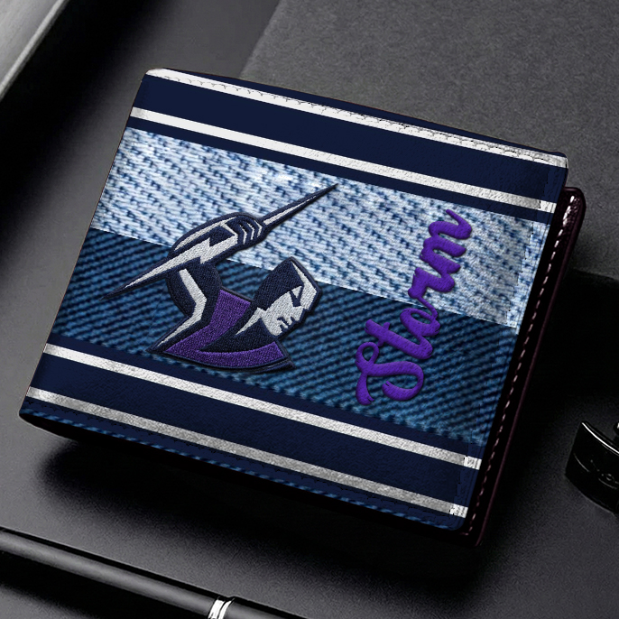 Auspiritmerch Melbourne Storm Personalized Leather Wallet Gift For Fans