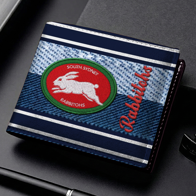 Auspiritmerch South Sydney Rabbitohs Personalized Leather Wallet Gift For Fans