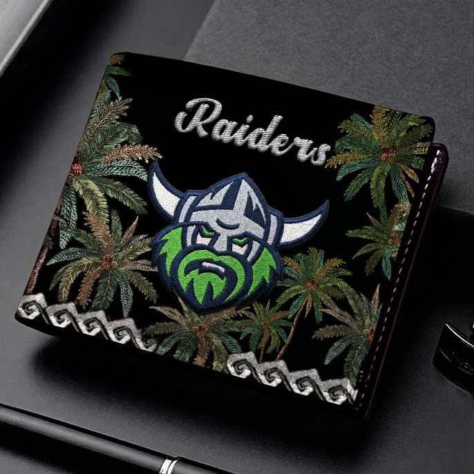 Auspiritmerch Canberra Raiders Personalized Leather Wallet Gift For Fans