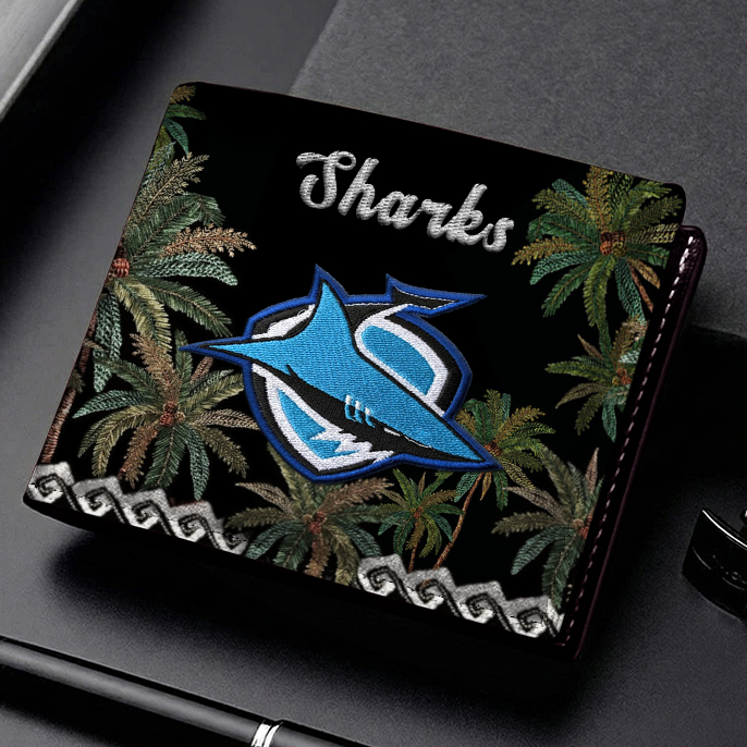 Auspiritmerch Cronulla-Sutherland Sharks Personalized Leather Wallet Gift For Fans