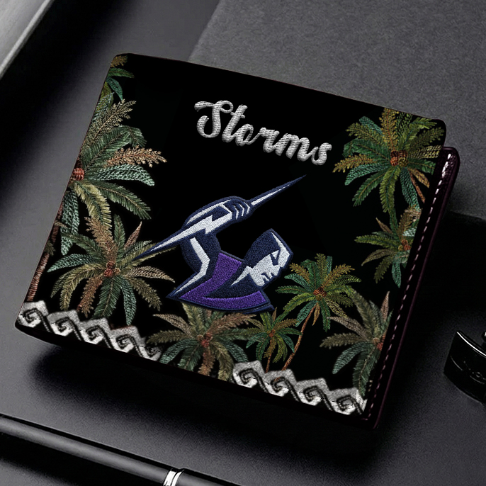 Auspiritmerch Melbourne Storm Personalized Leather Wallet Gift For Fans