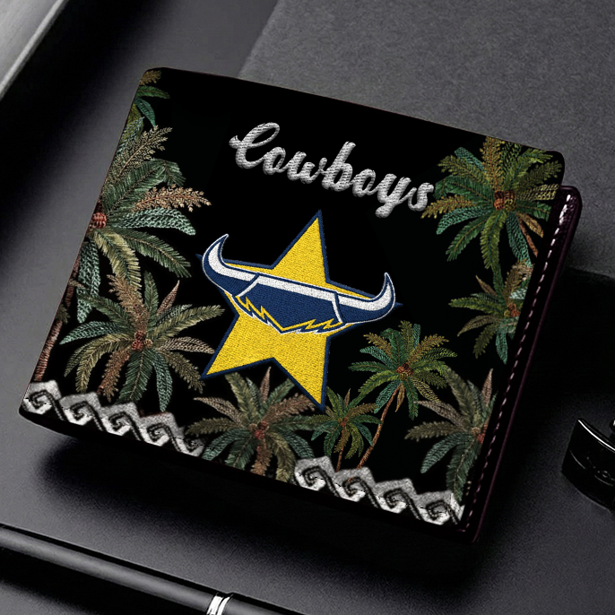 Auspiritmerch North Queensland Cowboys Personalized Leather Wallet Gift For Fans