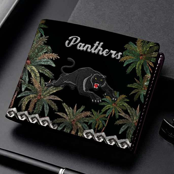Auspiritmerch Penrith Panthers Personalized Leather Wallet Gift For Fans