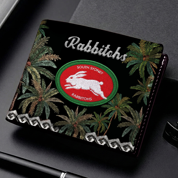 Auspiritmerch South Sydney Rabbitohs Personalized Leather Wallet Gift For Fans