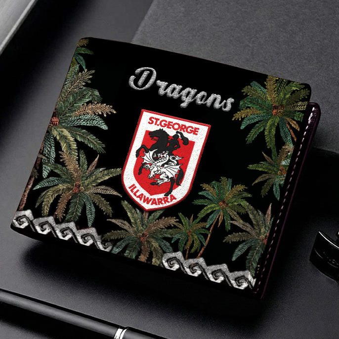Auspiritmerch St. George Illawarra Dragons Personalized Leather Wallet Gift For Fans
