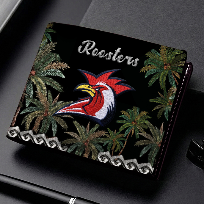 Auspiritmerch Sydney Roosters Personalized Leather Wallet Gift For Fans