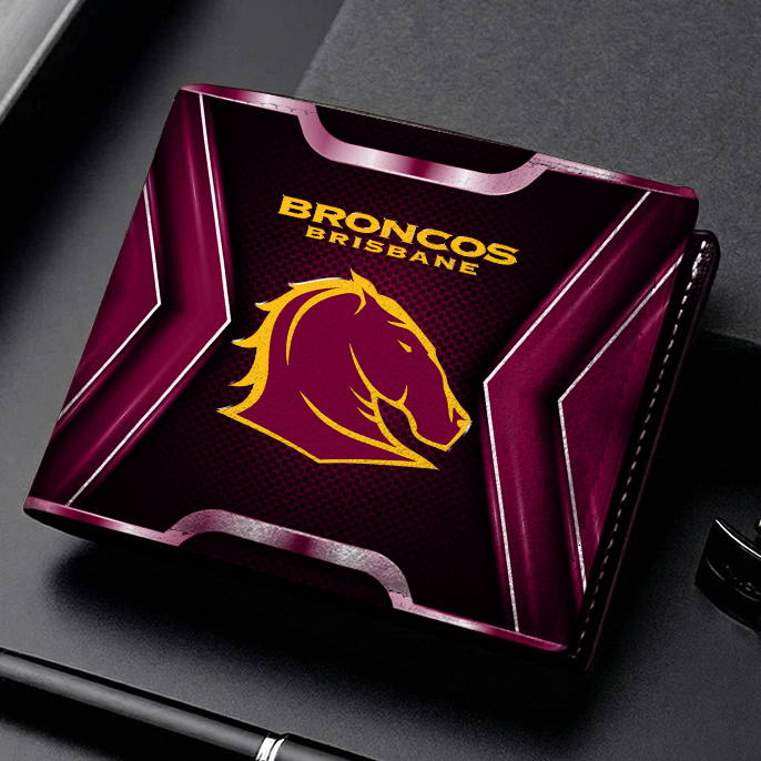 Auspiritmerch Brisbane Broncos Personalized Leather Wallet Gift For Fans