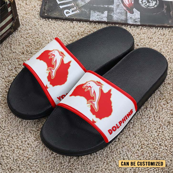 Auspiritmerch Dolphins Personalized Sports Slippers Gift For Fans