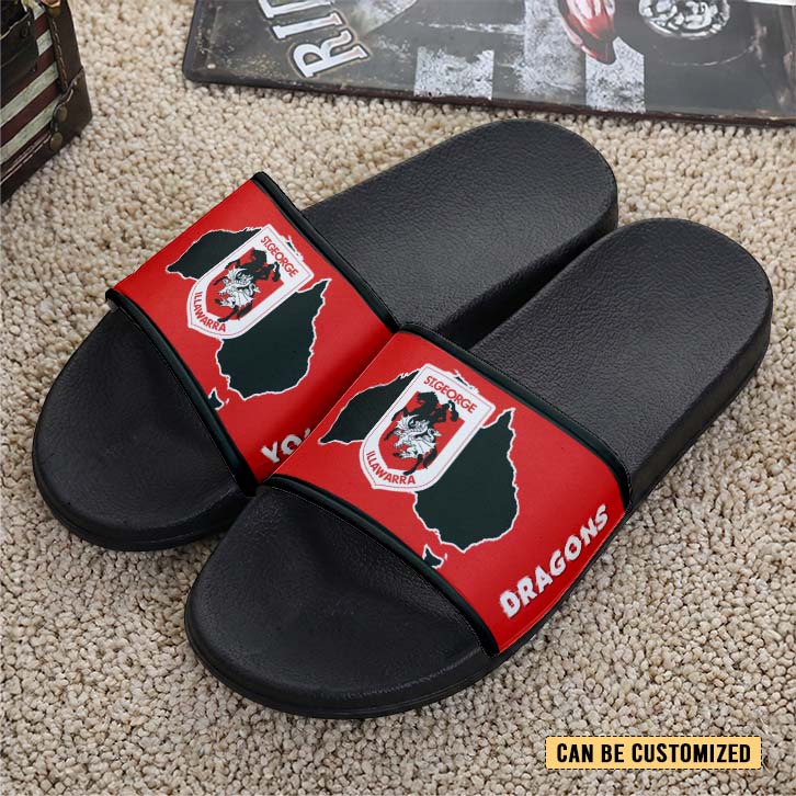 Auspiritmerch St. George Illawarra Dragons Personalized Sports Slippers Gift For Fans