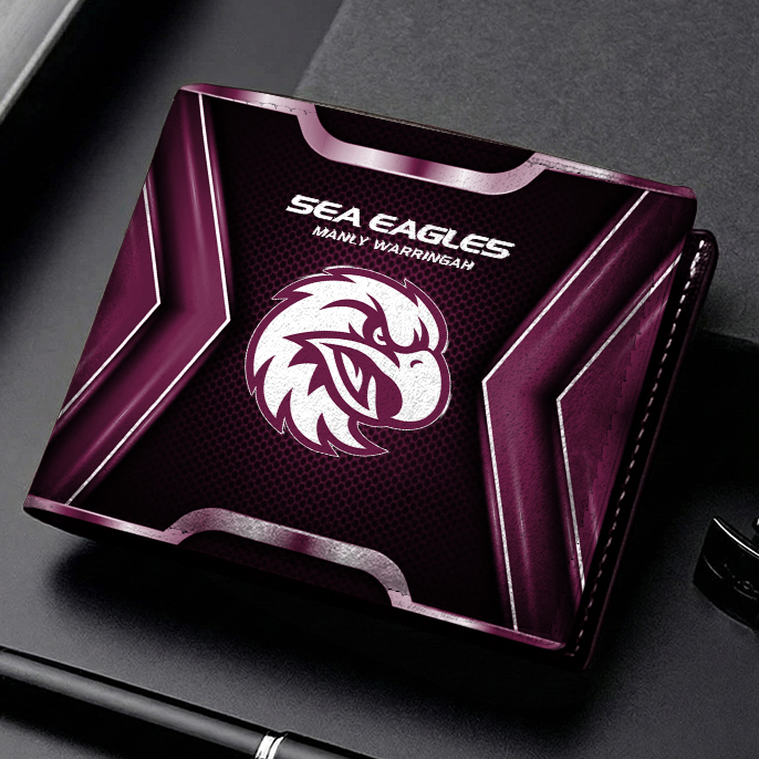 Auspiritmerch Manly Warringah Sea Eagles Personalized Leather Wallet Gift For Fans