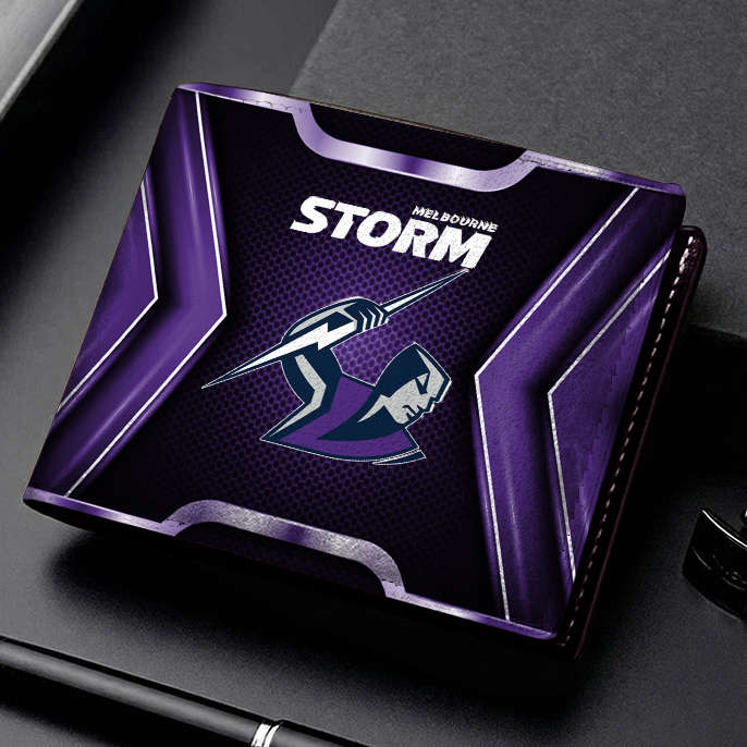 Auspiritmerch Melbourne Storm Personalized Leather Wallet Gift For Fans
