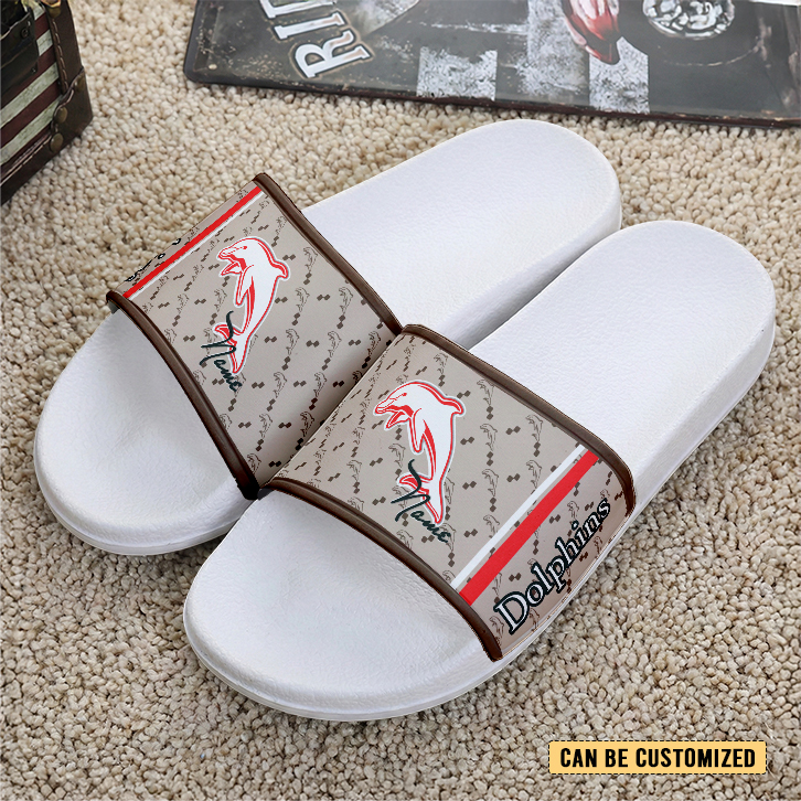 Auspiritmerch Dolphins Personalized Sports Slippers Gift For Fans